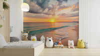 Coastal Dreamscape wallpaper with ocean waves design

