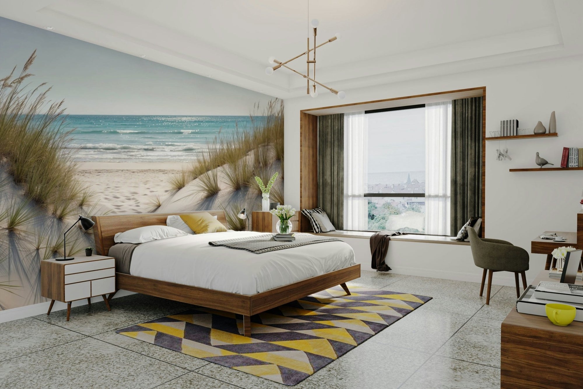 A wall mural of a peaceful coastal dune landscape. GD3565


