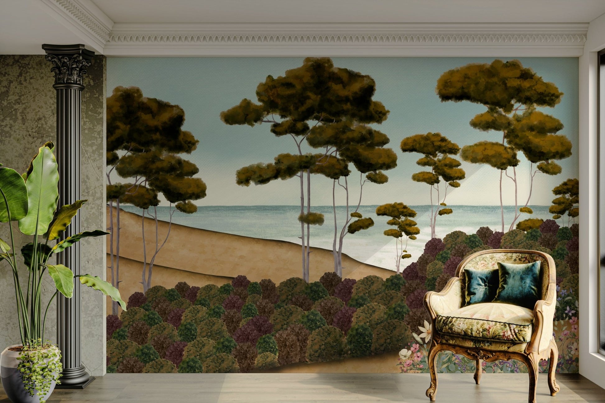 The design feels peaceful and organic.

