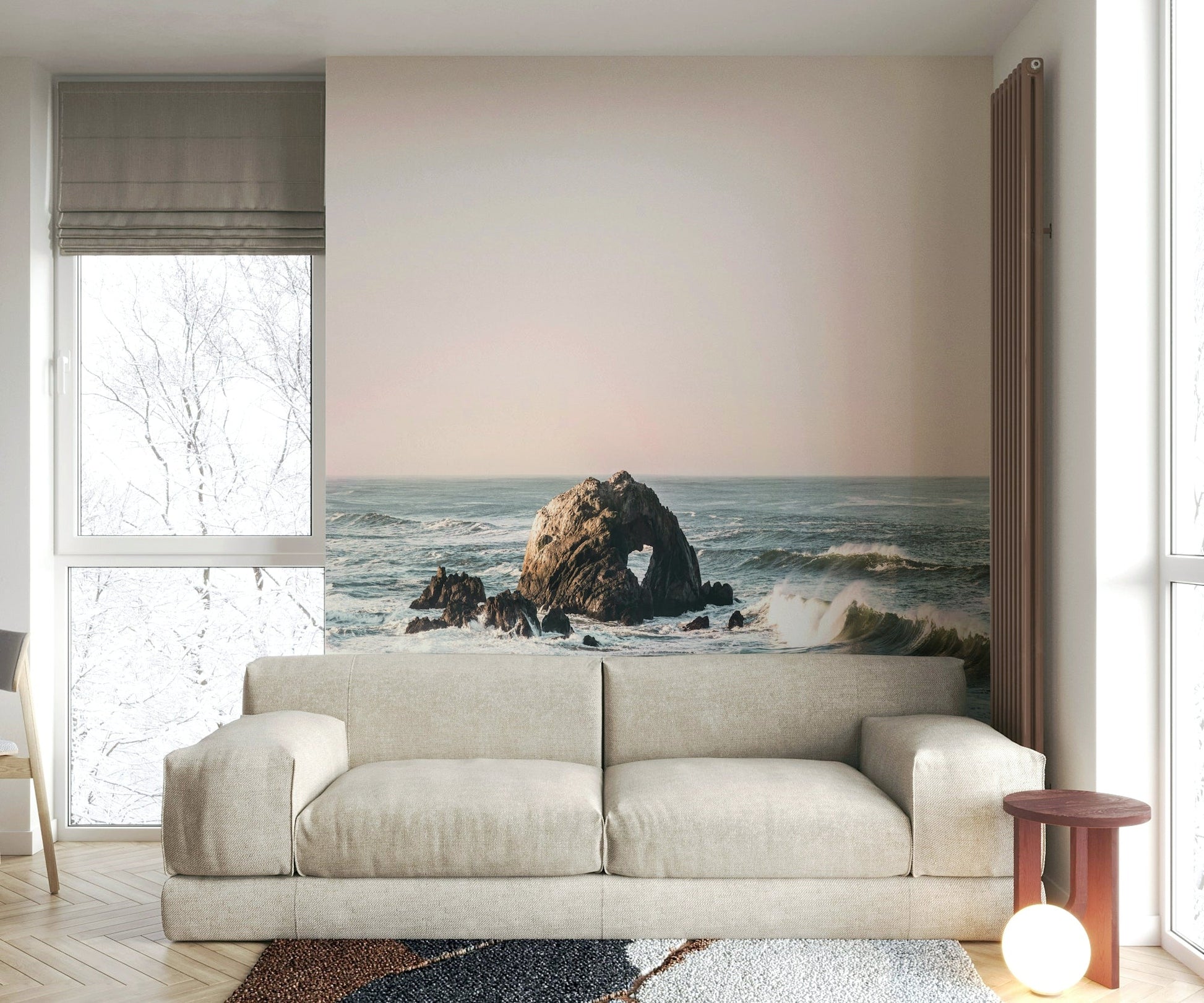 Coastal Heart wall mural with beach-inspired design