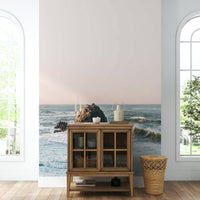 Beautiful heart-shaped coastal mural for interiors.