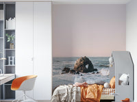 Trendy coastal heart mural with ocean vibes