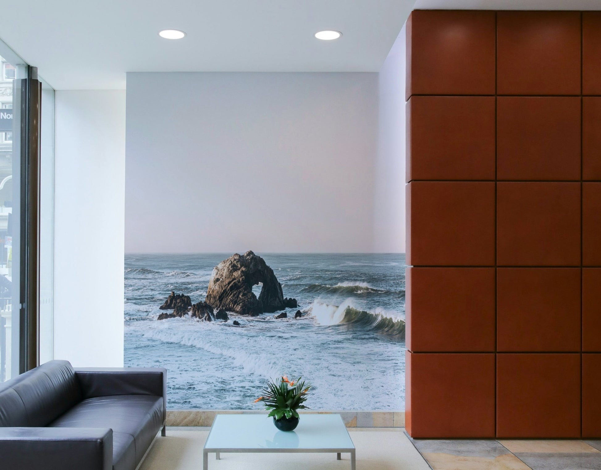 Fresh beach-themed heart mural for modern spaces.