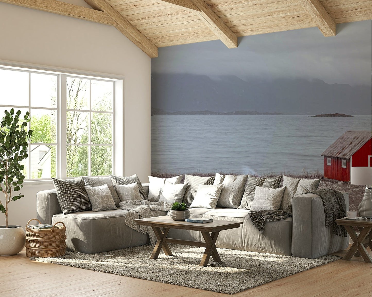 Relaxing Coastal Hideaway Wall Mural with beach vibes.

