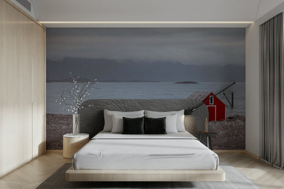 Coastal Hideaway Wall Mural with serene ocean view., GD1843