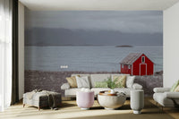 Peaceful coastal hideaway mural for your living room.

