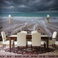 Ocean waves sweep across Coastal Horizon Flow wall mural