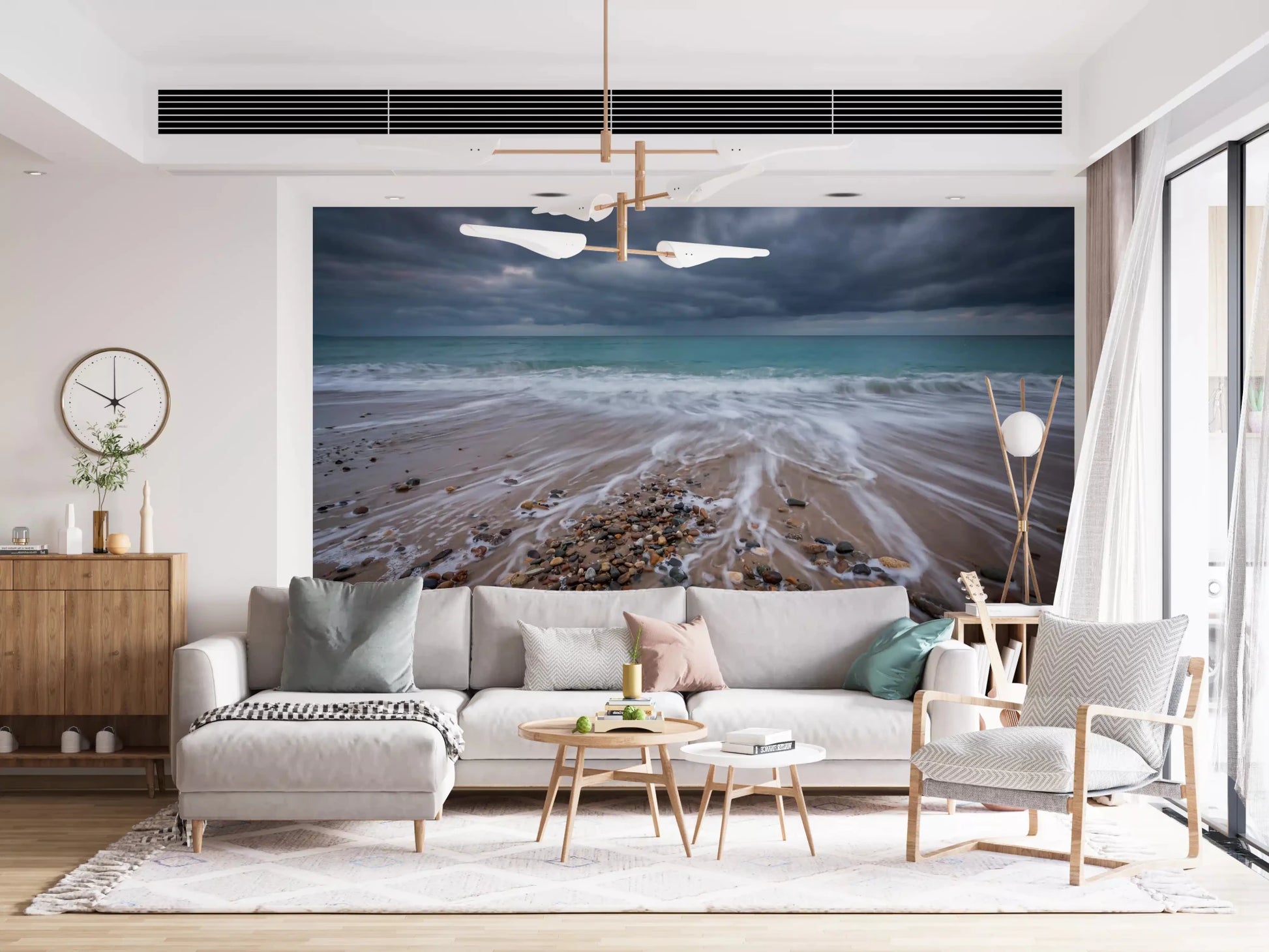 Moody shoreline captured in Coastal Horizon Flow wall mural