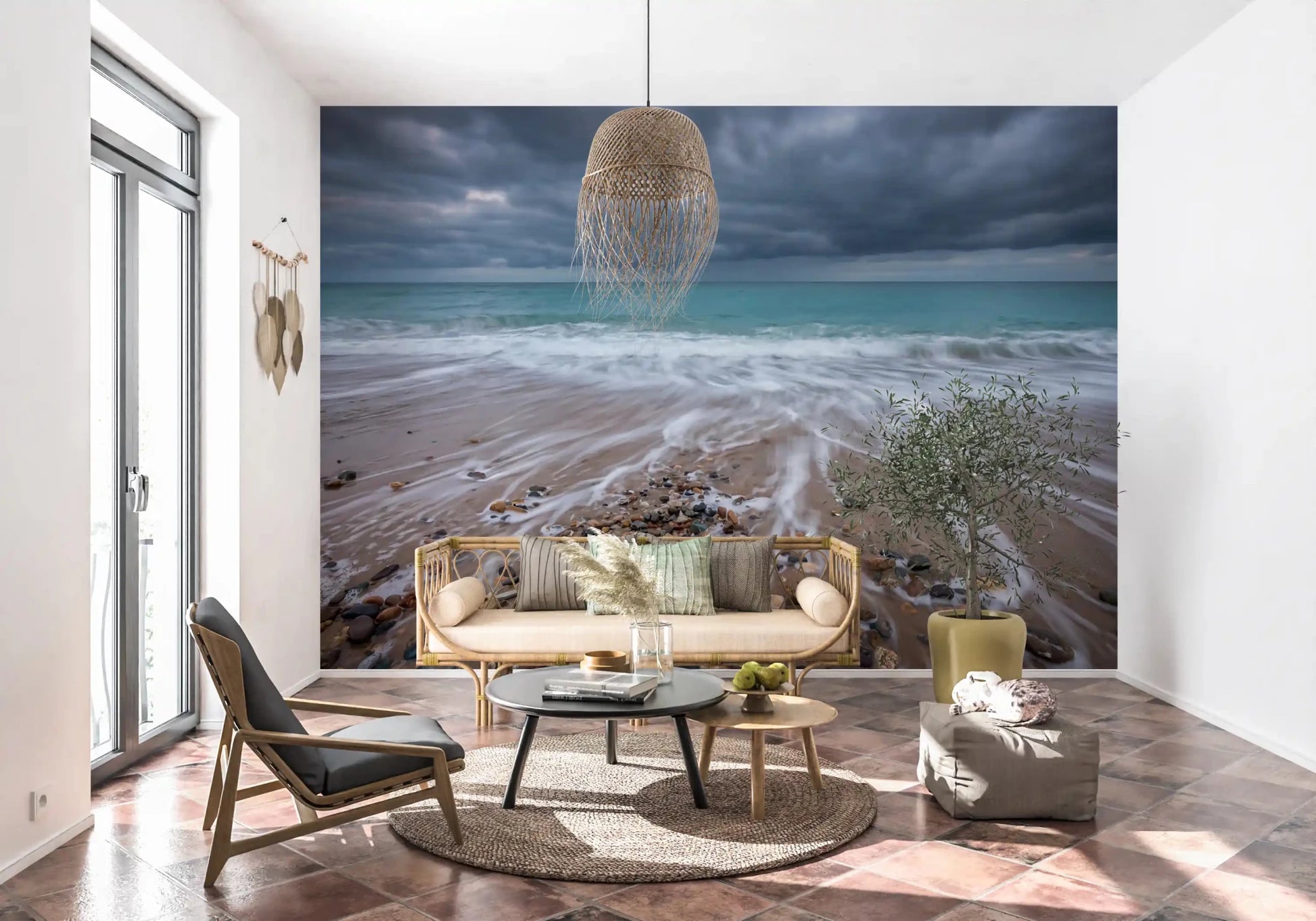 Pebble beach detail in Coastal Horizon Flow wall mural
