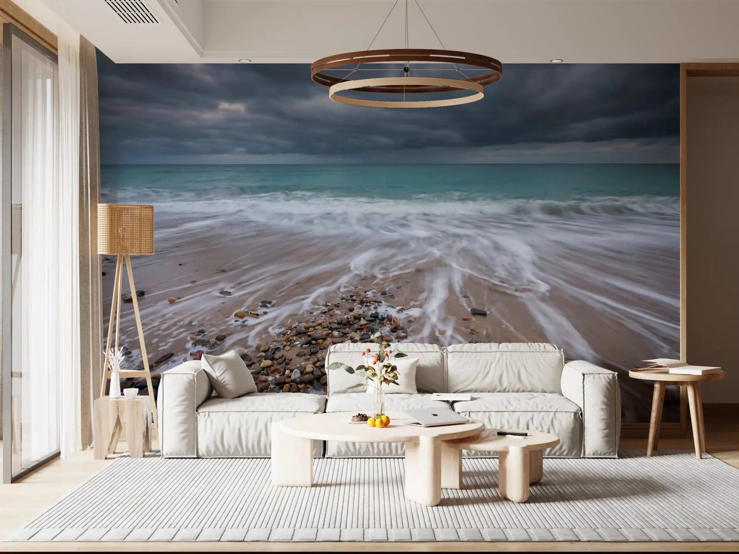 Flowing sea foam defines Coastal Horizon Flow wall mural