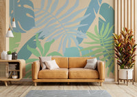 A serene botanical pattern wall mural for your decor.

