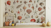 Serene seashells beach-inspired wallpaper