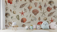 Sandy shore seashells wallpaper print