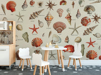 Relaxing beachscape seashell mural