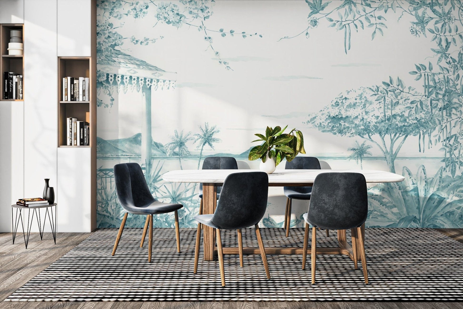 Watercolor tropical scenery wall mural
