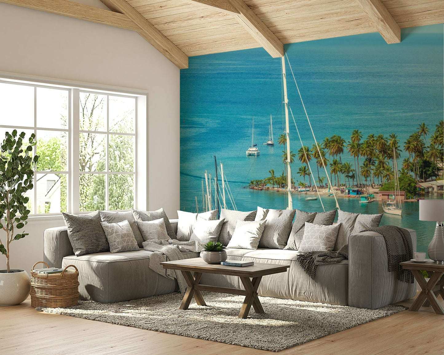 Tropical seaside retreat mural for walls

