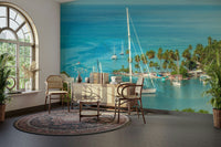 Calm seaside mural for interior walls