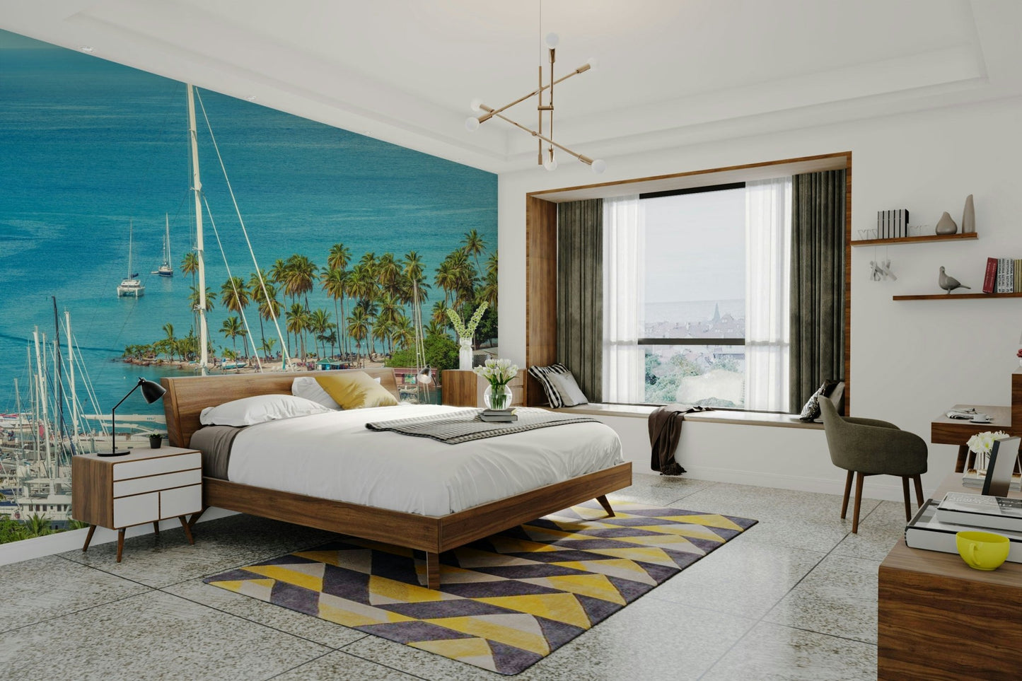 Peaceful coastal view wall mural

