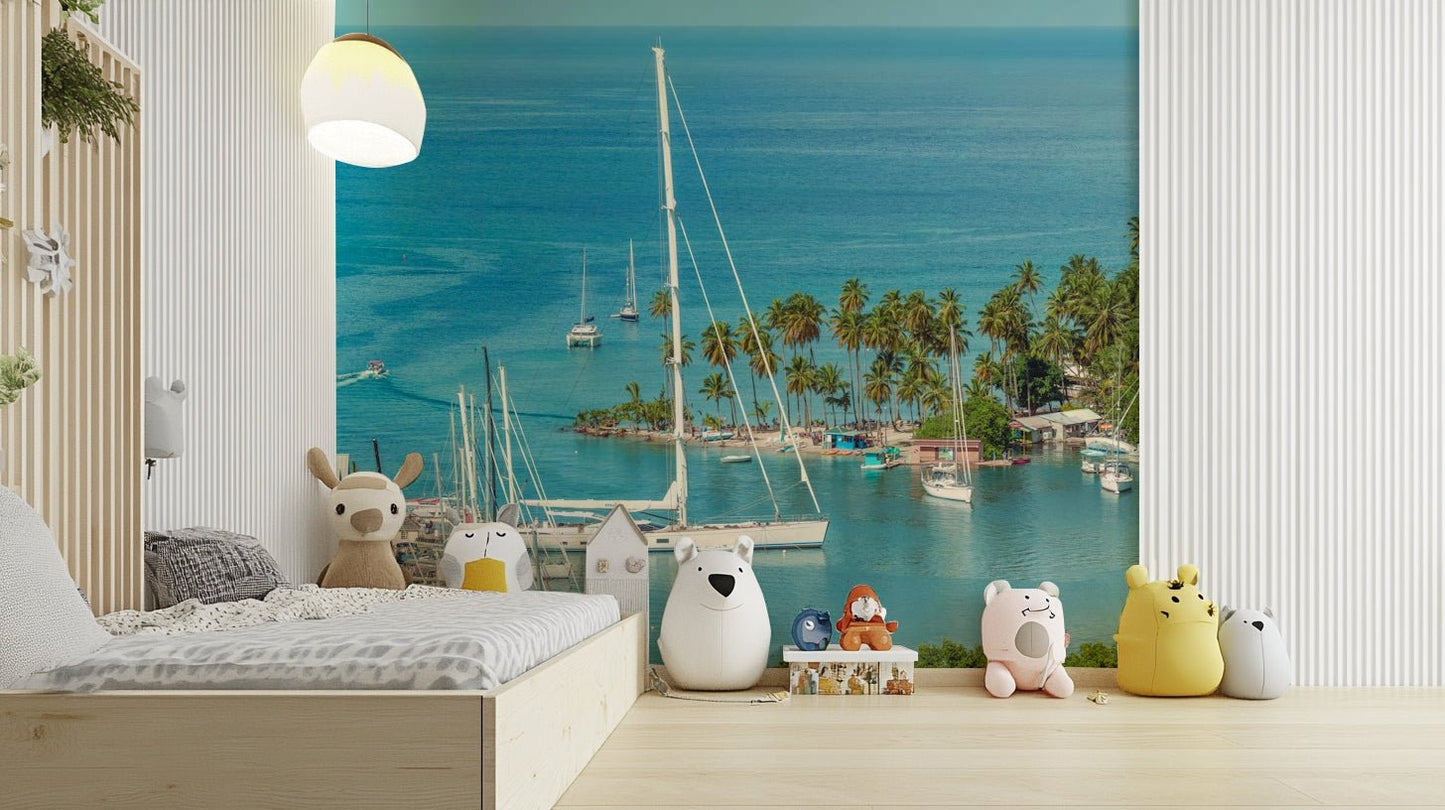 Beach and ocean wallpaper mural

