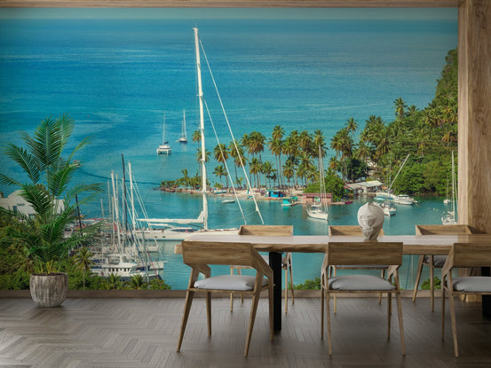Coastal Paradise Retreat wall mural design, GD2029