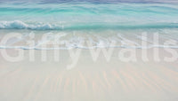 Tropical beach scenery mural for a modern workspace to encourage a calm environment.