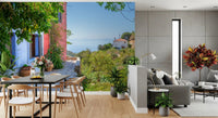 Dining corner with Coastal Path Charm Wall Mural and a relaxed seaside setting, GD8892