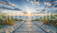 Minimalist coastal scenery wallpaper mural for a serene nursery space.