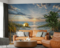 Coastal Path Serenity Wall Mural wallpaper mural with a matte finish.