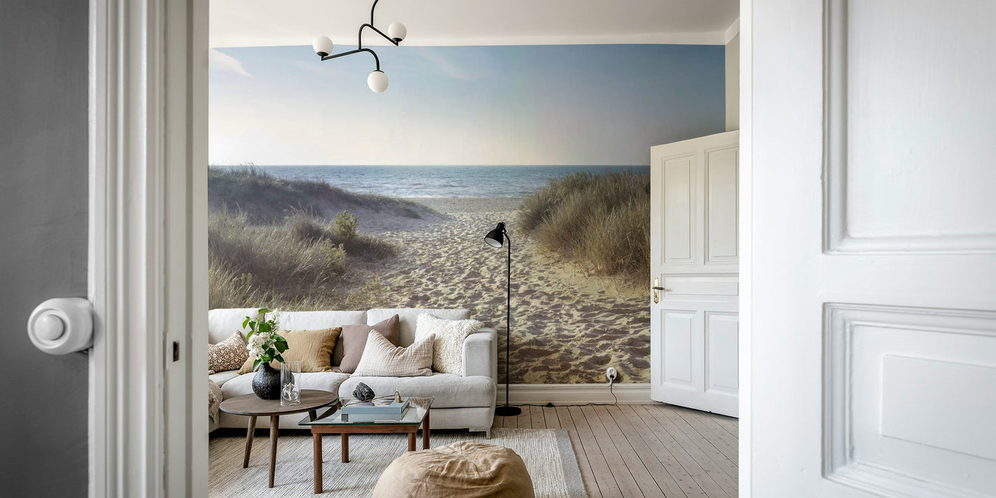 Beautiful coastal view wall mural with path leading to the sea

