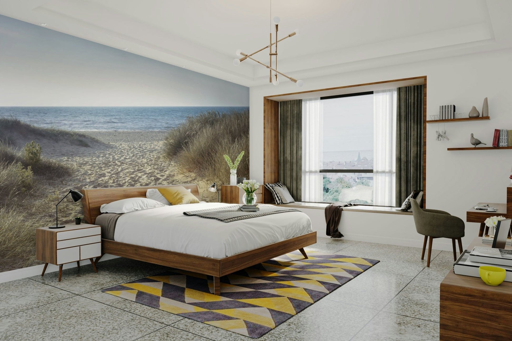 Coastal Path to Serenity Wall Mural on a living room wall

