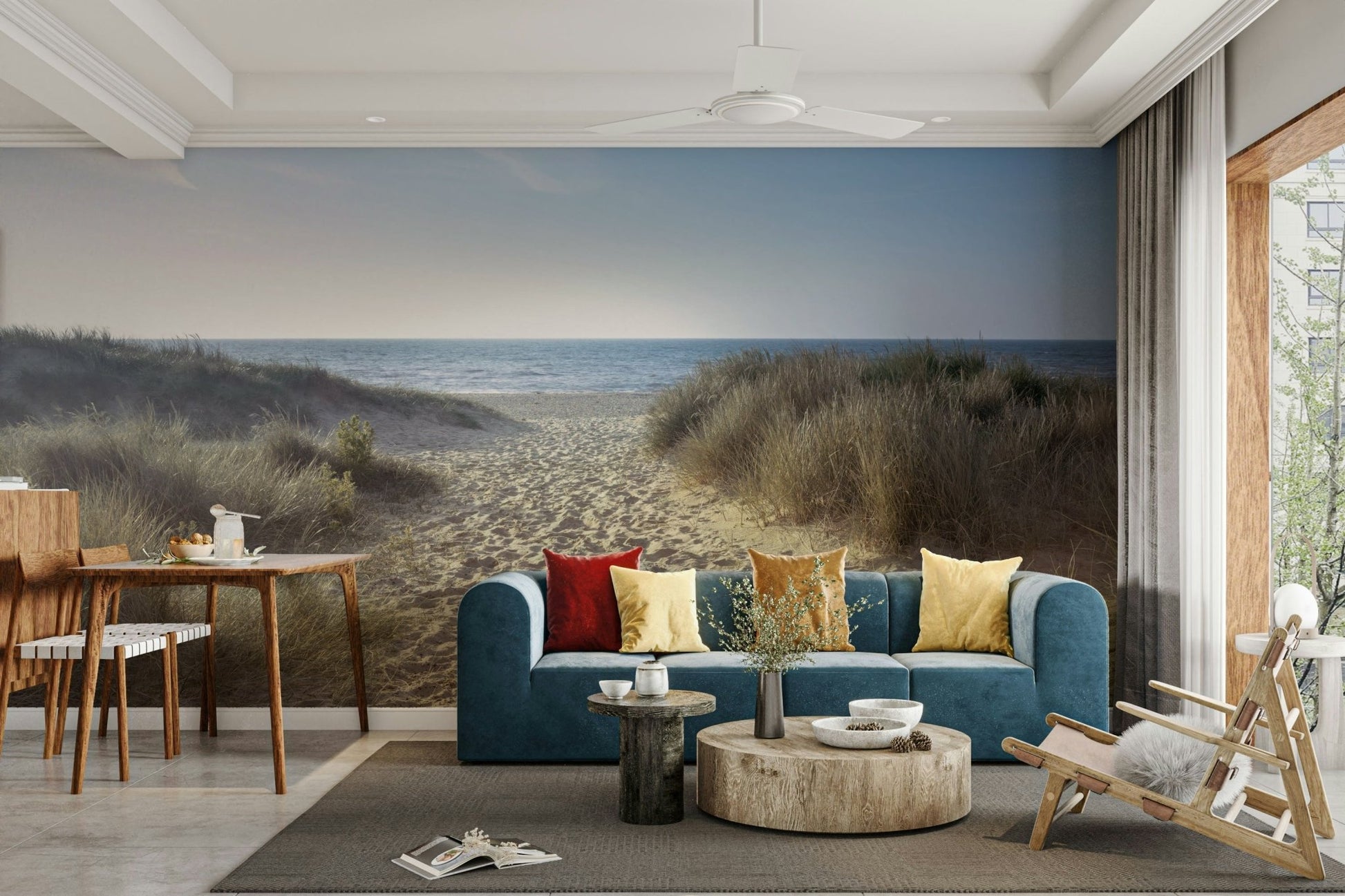 Coastal serenity mural perfect for a relaxing atmosphere

