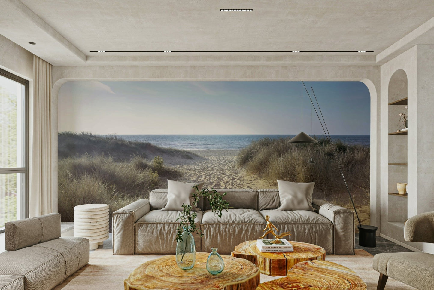 Soothing coastal landscape mural for modern interiors


