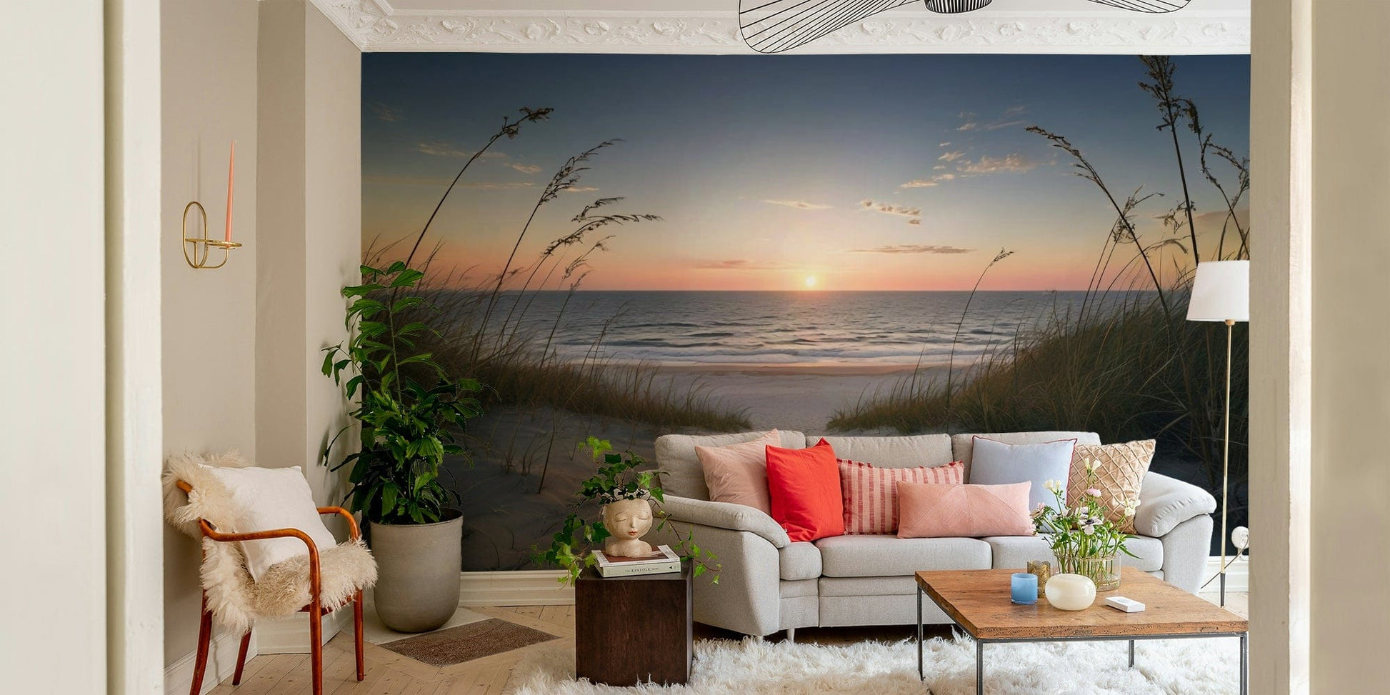 Scenic coastal wallpaper with peaceful sandy trail GD454

