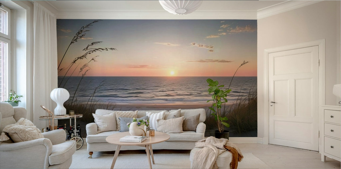 Serene coastal scene with sandy beach and waves GD454

