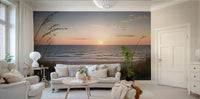 Serene coastal scene with sandy beach and waves GD454

