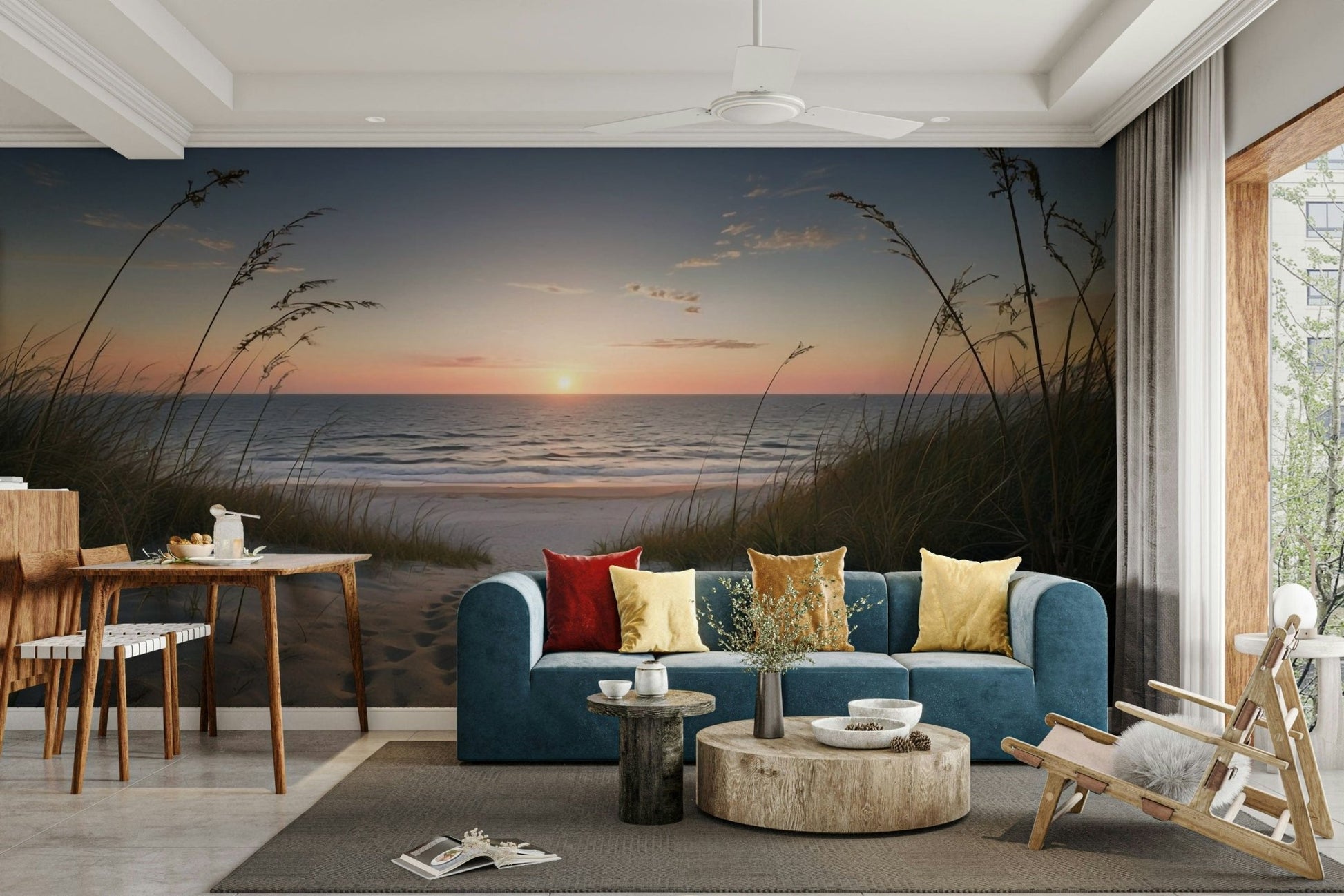 Tranquil beach path with ocean sunset mural design GD454

