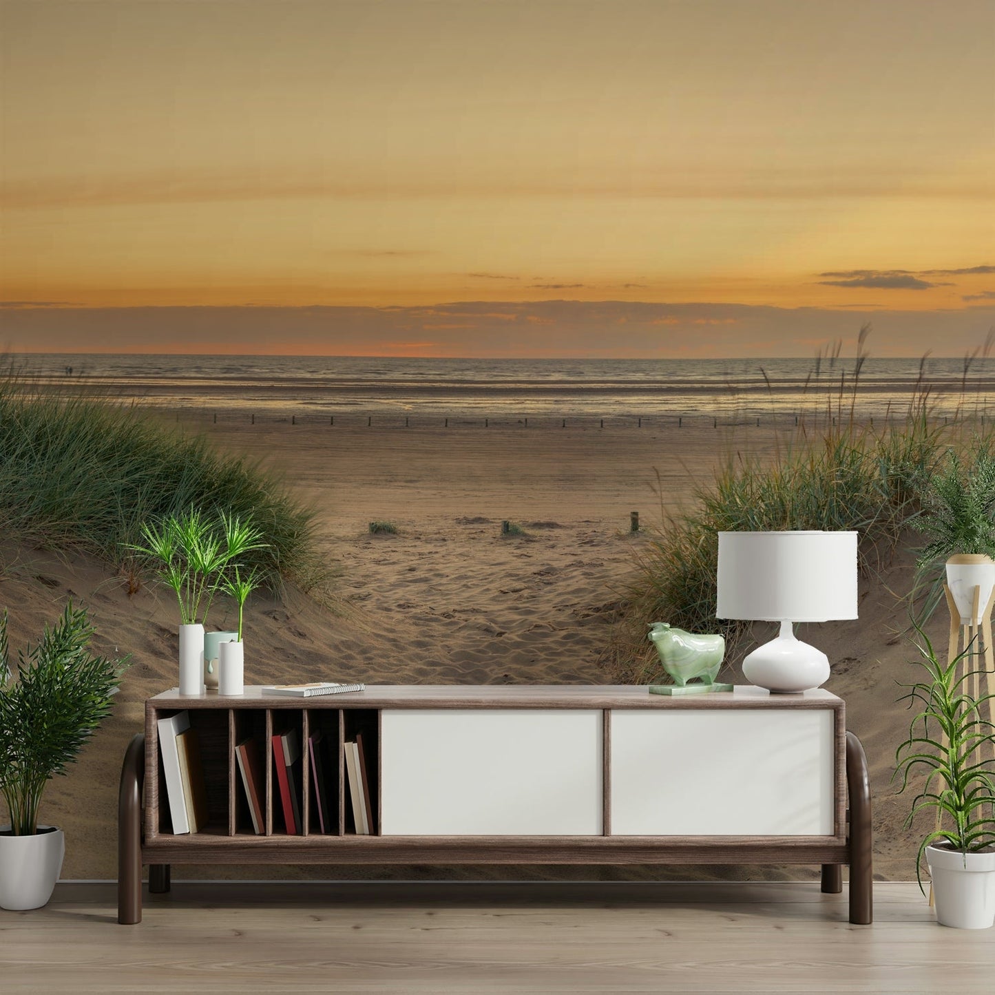 Coastal peace mural with sea and sand view

