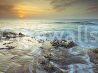 Soft sea motion defines Coastal Radiance Wall Mural with glowing horizon light, GD8634