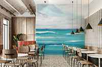Bedroom decorated with seascape wall mural, GD1084
