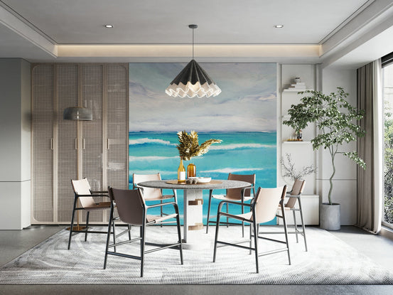 Coastal Seascape wall mural on living room wall, GD1084