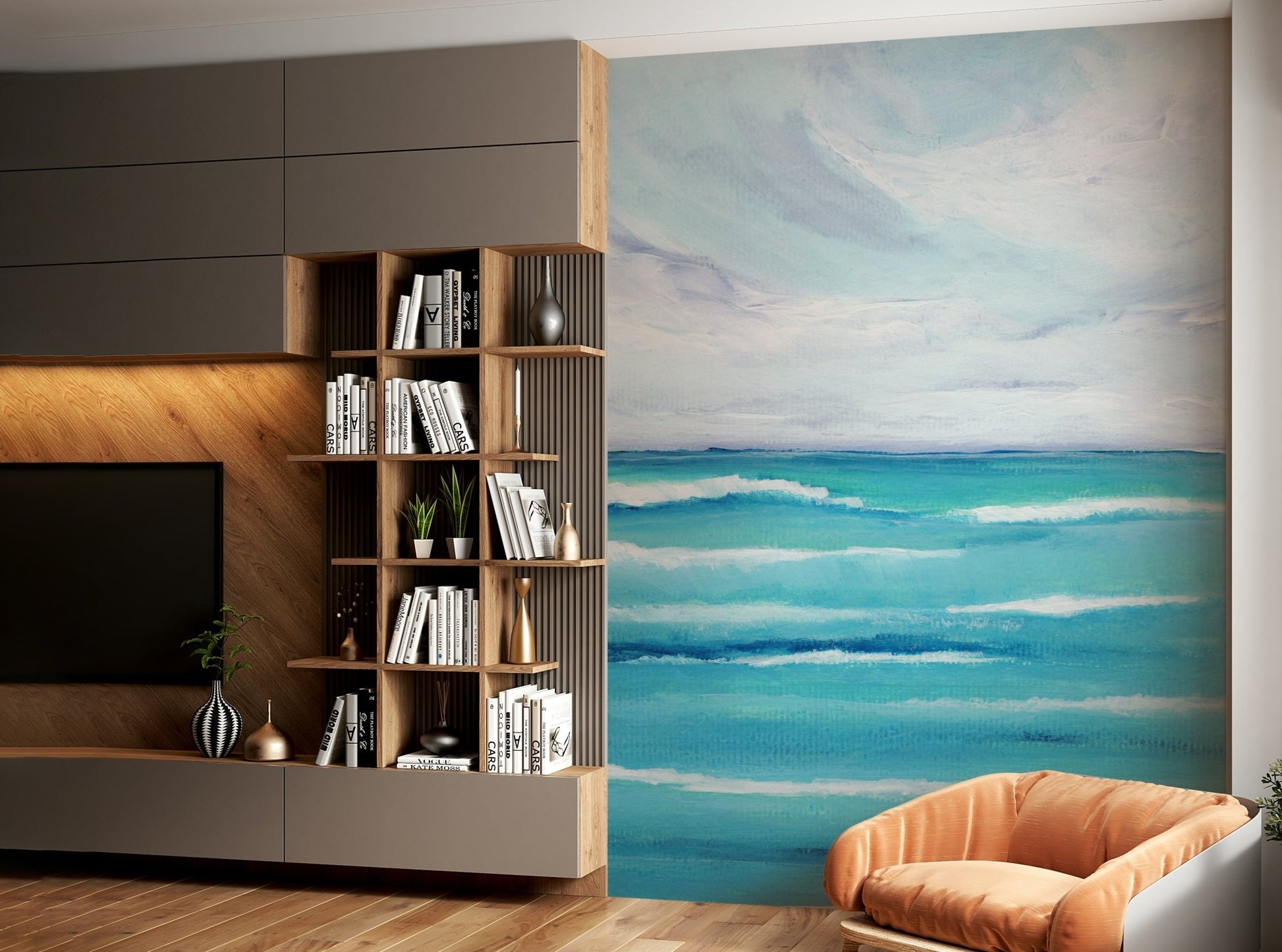 Close-up of coastal mural wallpaper texture, GD1084
