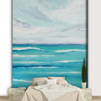 Soft blues and greens seascape wallpaper, GD1084