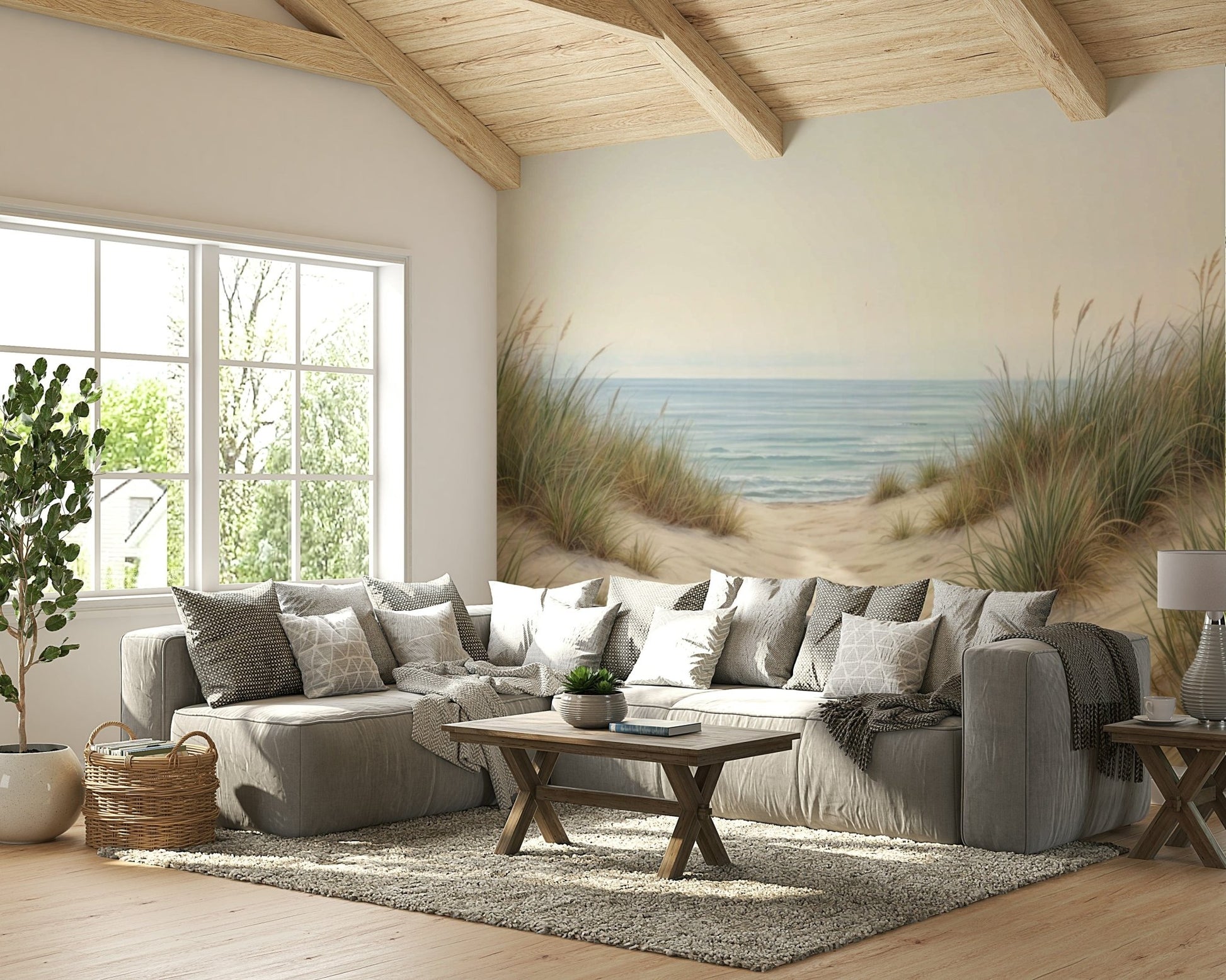 Sea grass beach mural wall art

