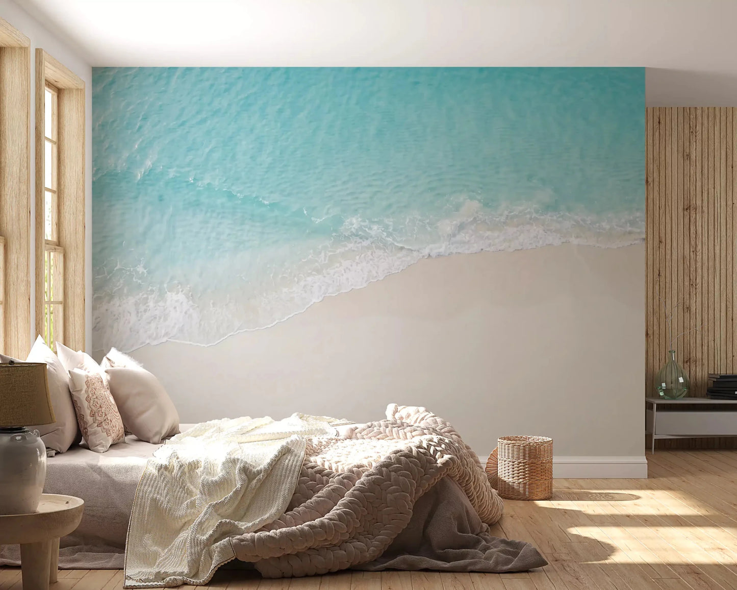 Bedroom Coastal Serenity wall mural white sand shoreline