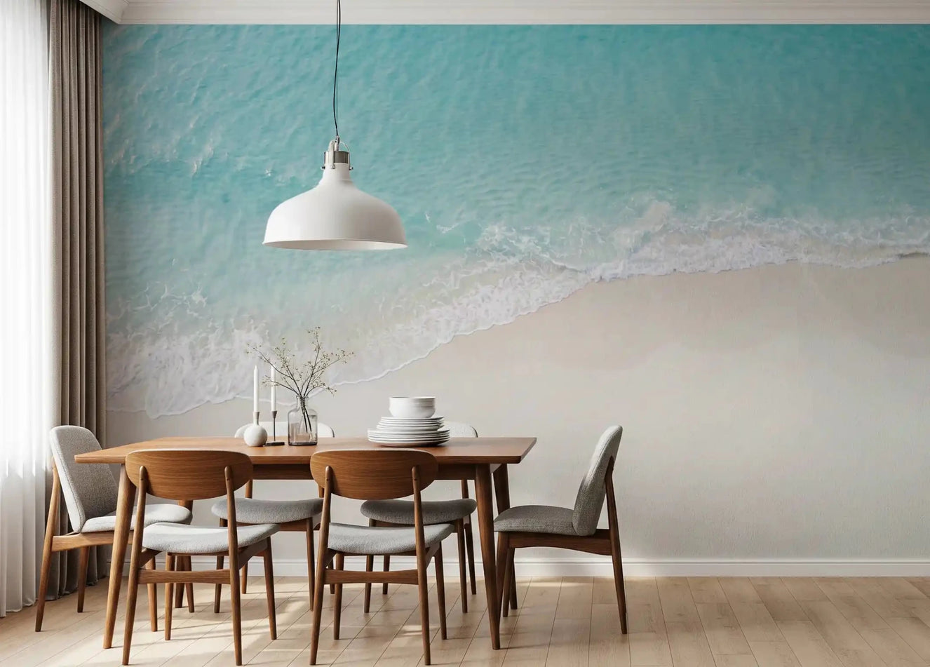 Dining room Coastal Serenity wall mural turquoise beach view