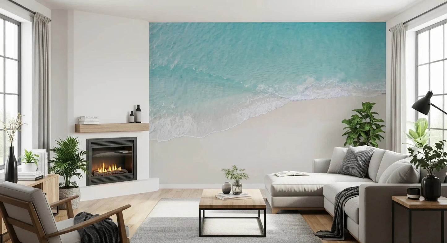 Hallway Coastal Serenity wall mural ocean water sand design
