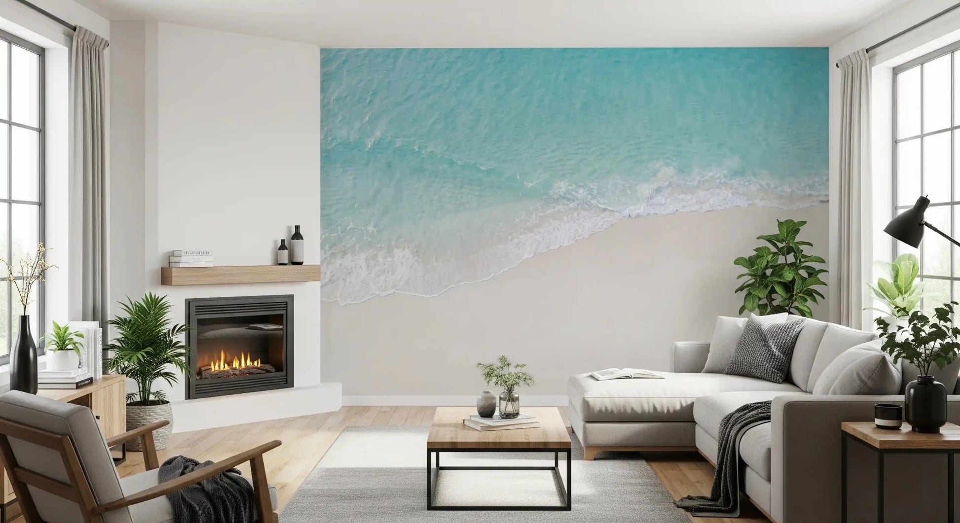 Hallway Coastal Serenity wall mural ocean water sand design