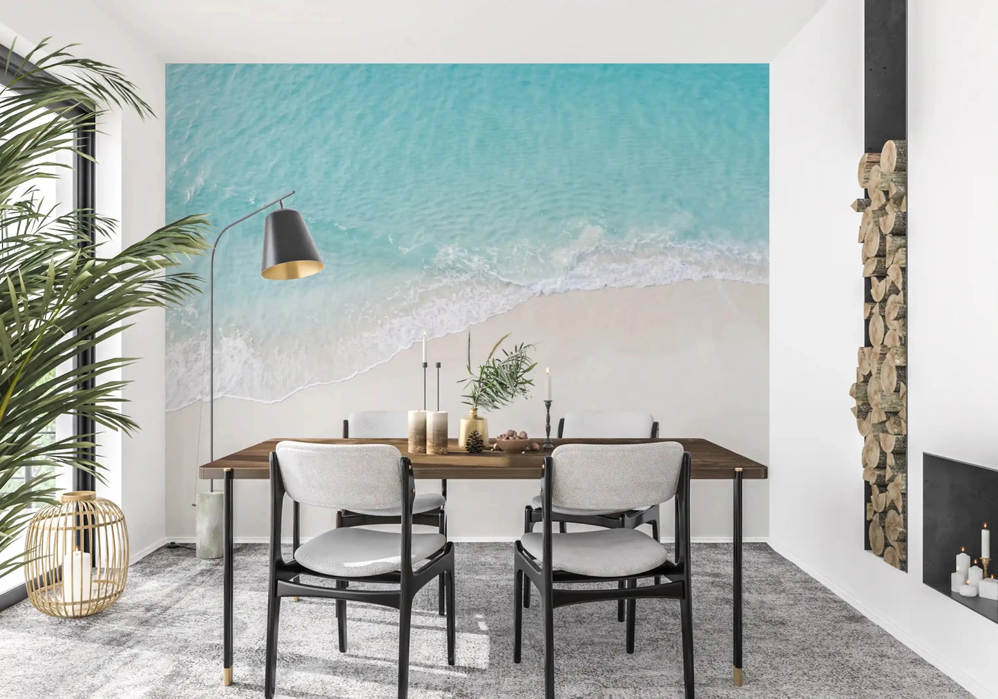 Aqua beach wall mural Coastal Serenity clean sand view