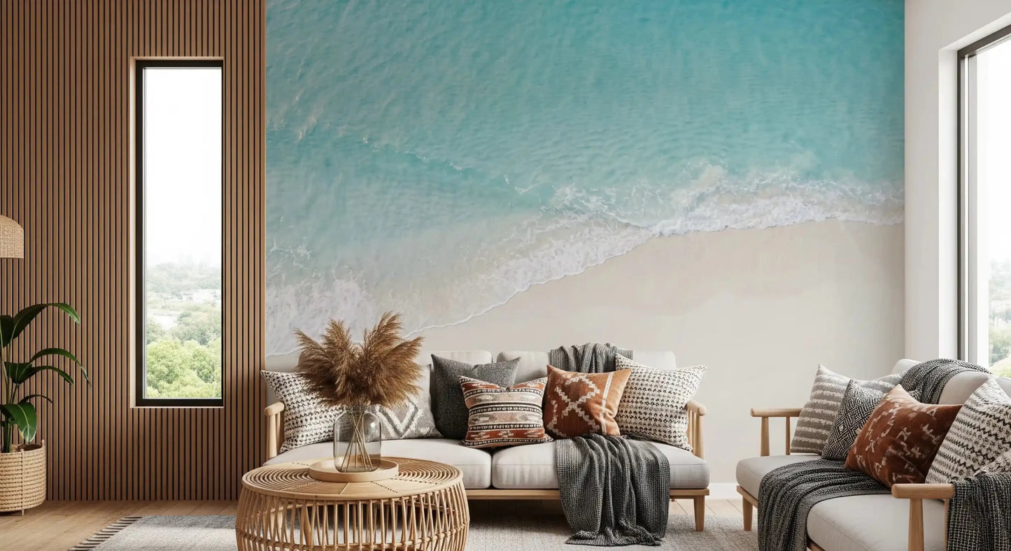 Beach wave wall mural Coastal Serenity calm shoreline look