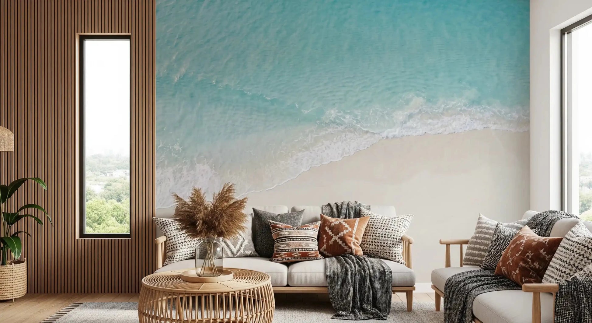 Beach wave wall mural Coastal Serenity calm shoreline look